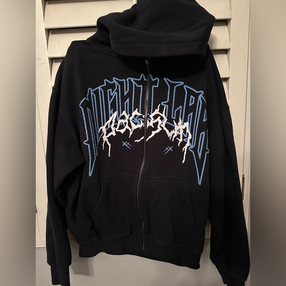 PacSun Black and Blue Graphic Hoodie Nightlab